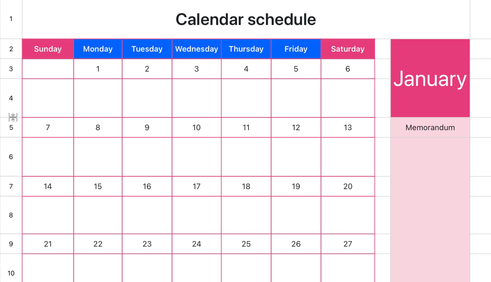 Calendar schedule 1 1